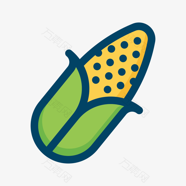 绿色手绘玉米美食元素