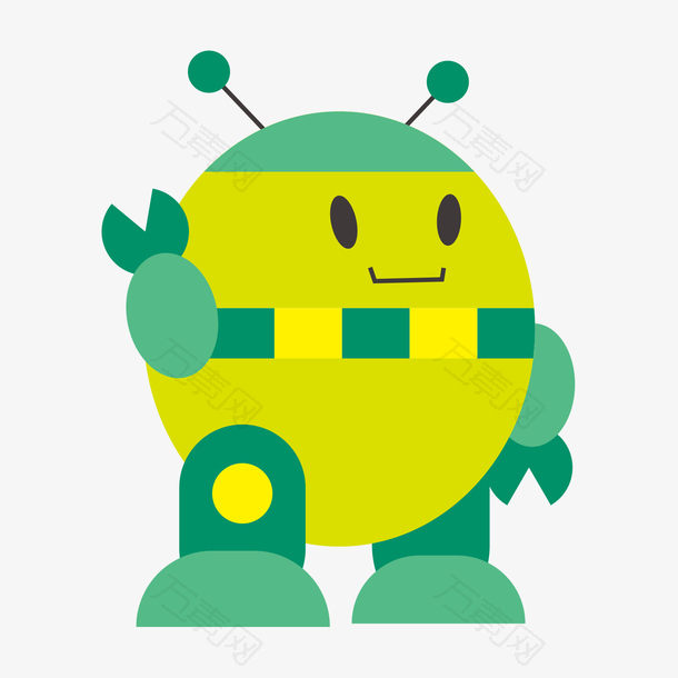绿色外星人卡通机器人矢量