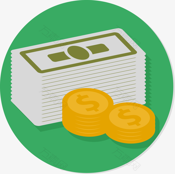 绿色圆形货币钱币图标矢量