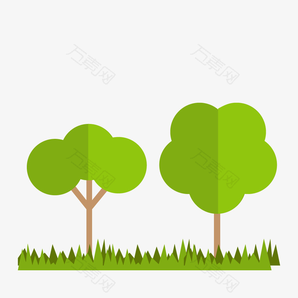 风景树卡通矢量植树节树木森林素