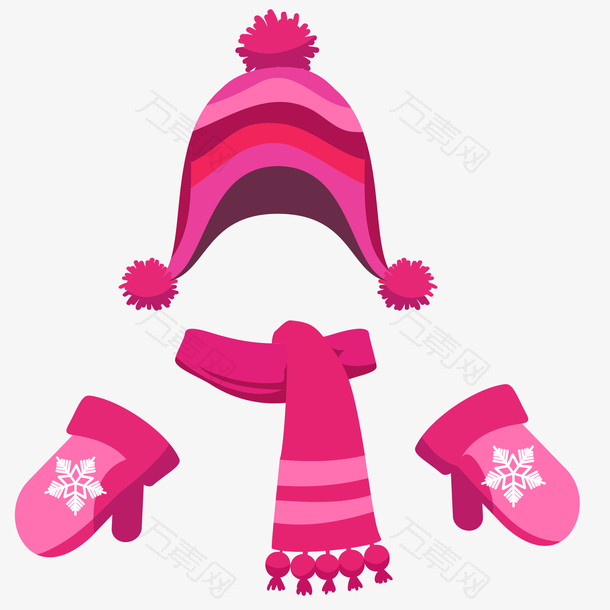 女式帽子围巾套装插画