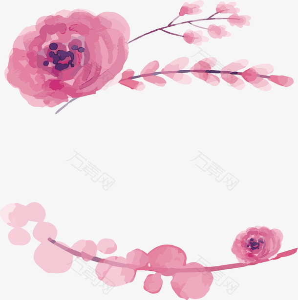 粉红色水彩花朵标题框