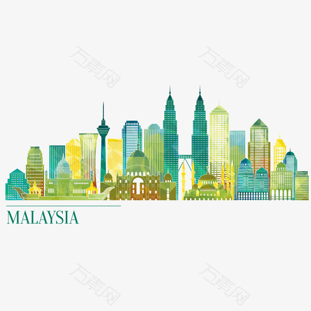 马来西亚城市手绘