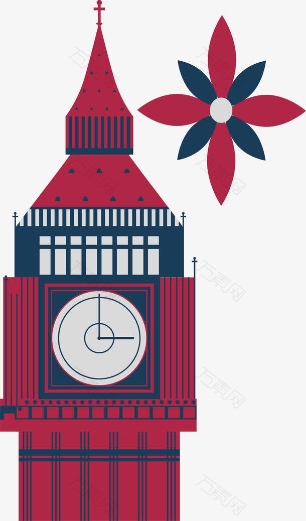 不规则图形英国旅游红色教堂装饰