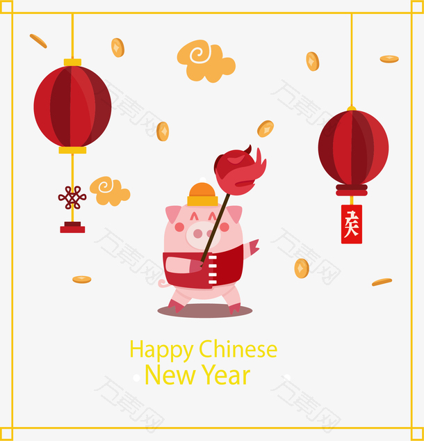 可爱小猪中国新年