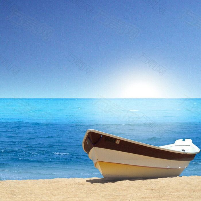 浪漫蔚蓝大海沙滩帆船背景