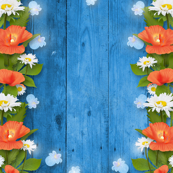 文艺木板花朵边框背景图