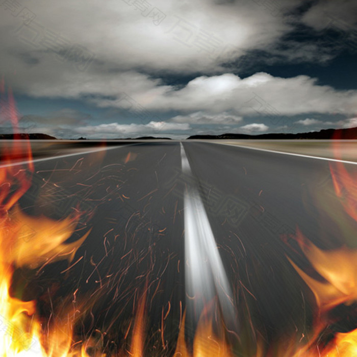 大气公路火焰背景图
