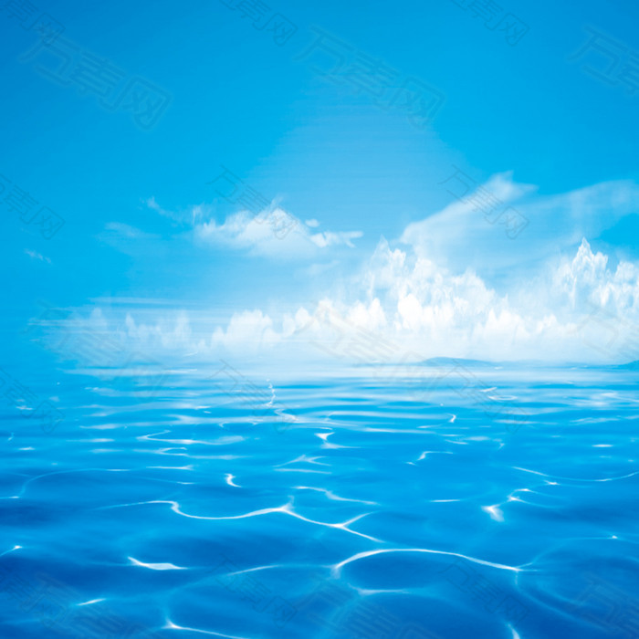蓝色白云河洋质感背景