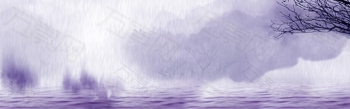 紫色雨天梦幻banner