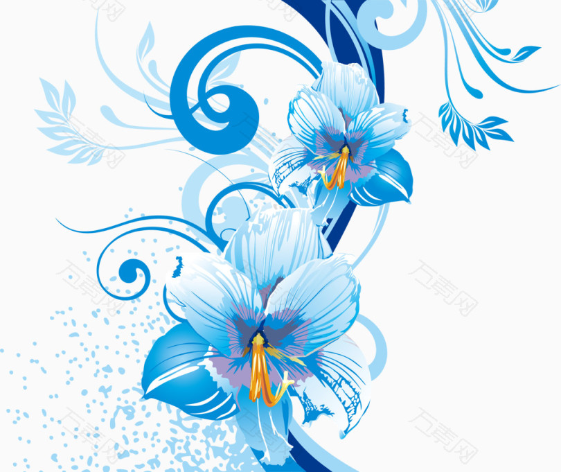卡通蓝色水仙花背景素材