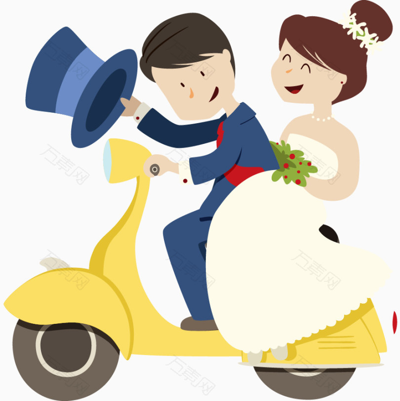 结婚婚礼结婚照电动车浪漫幸福