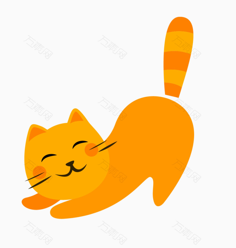 伸懒腰的卡通可爱黄猫
