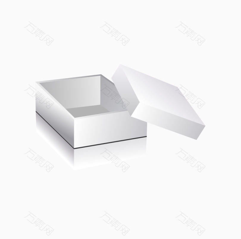 矢量盒子立体拟真白色打开的盒子