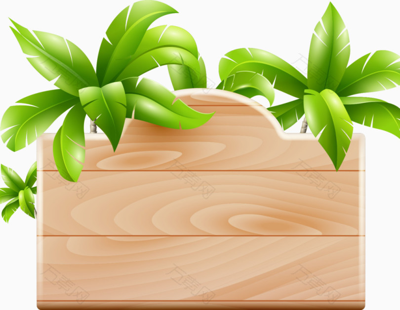 卡通清新夏日椰树木板