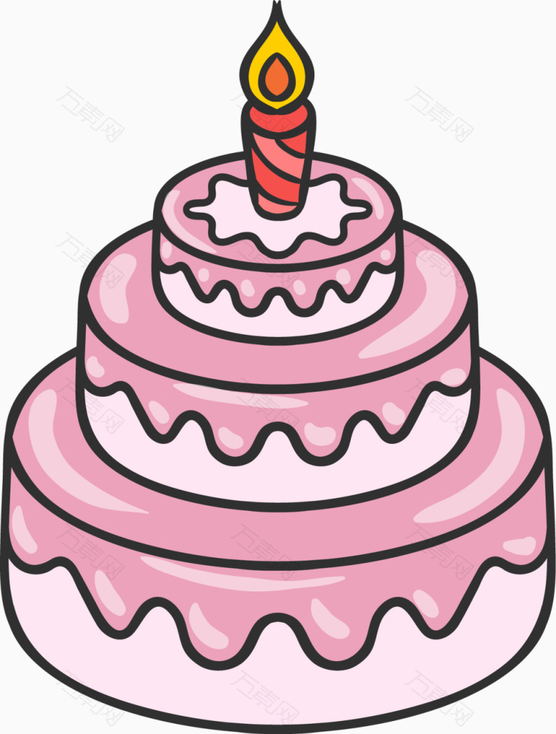 手绘三层粉色蛋糕