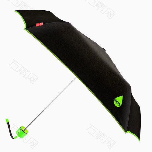 黑色绿水滴雨伞