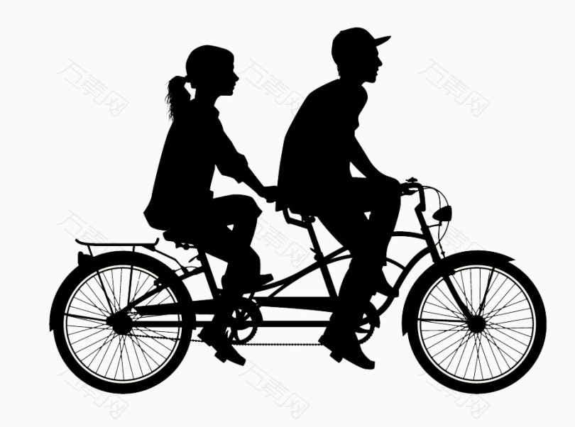 自行车骑行剪影双人