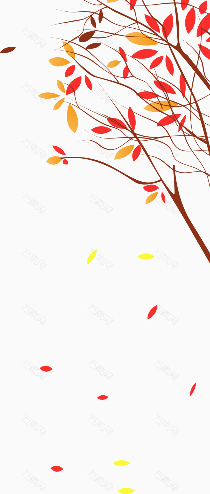 秋天落叶树枝装饰矢量图