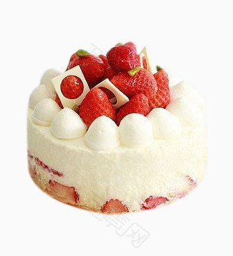 草莓白色奶油蛋糕水果蛋糕