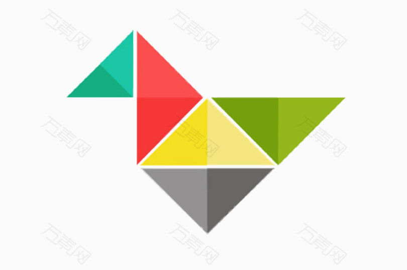彩色三角形组成的小鸟图案