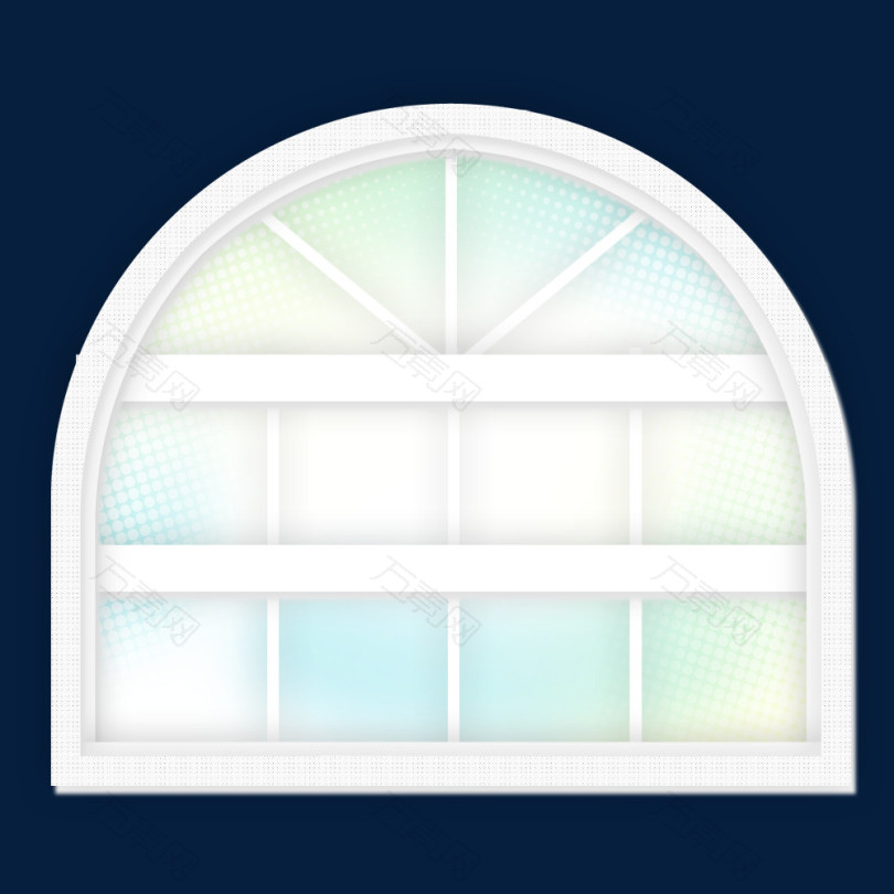 白色拱形玻璃窗效果图