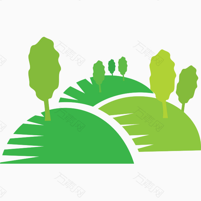 卡通绿地绿树