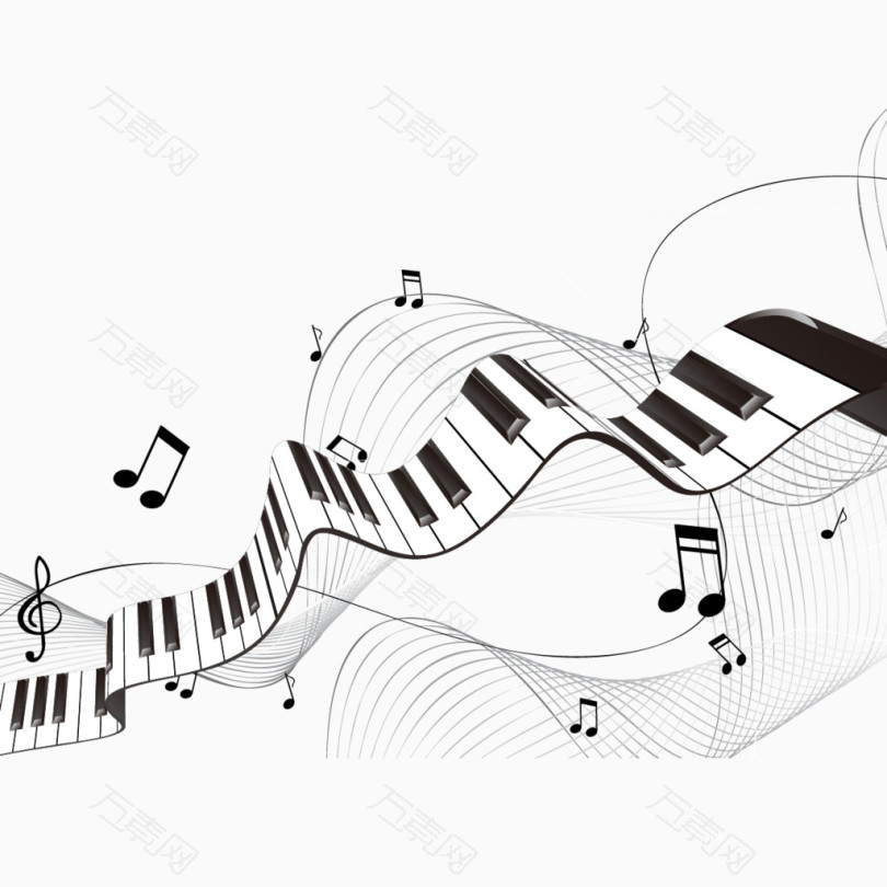 矢量钢琴音符和曲线