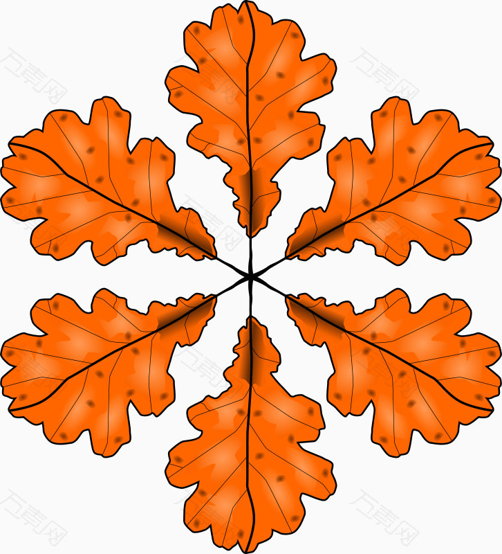橘色的卡通叶子组合雪花