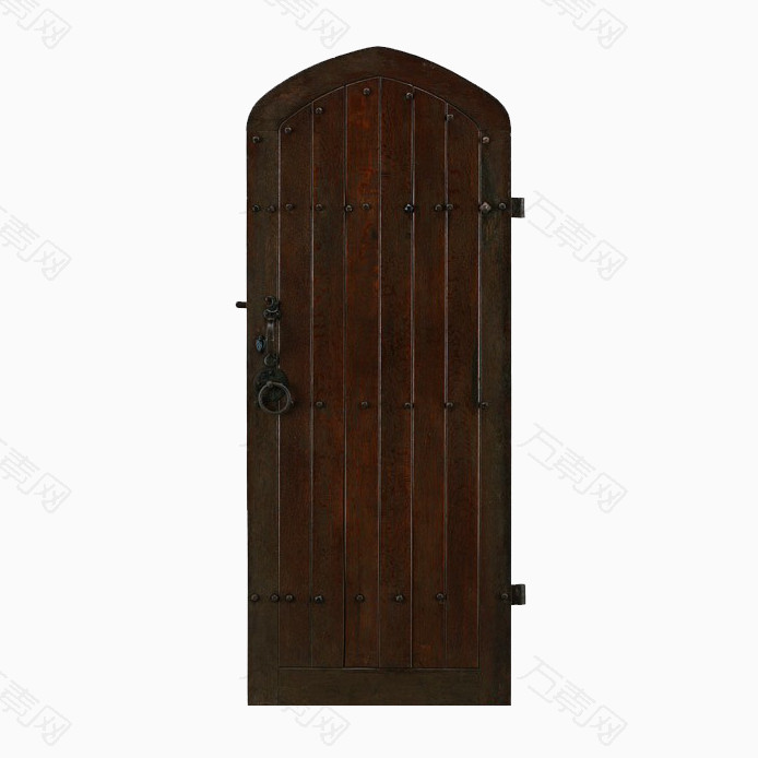 褐色板块尖顶的门