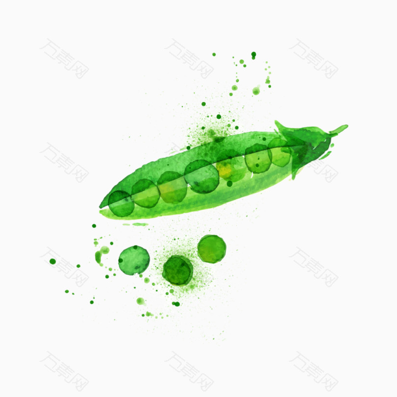 卡通水彩蔬菜豌豆
