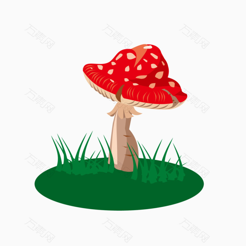 绿地上的红蘑菇