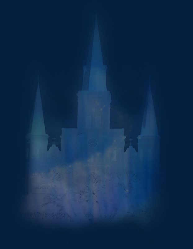 蓝色梦幻云彩里的城堡