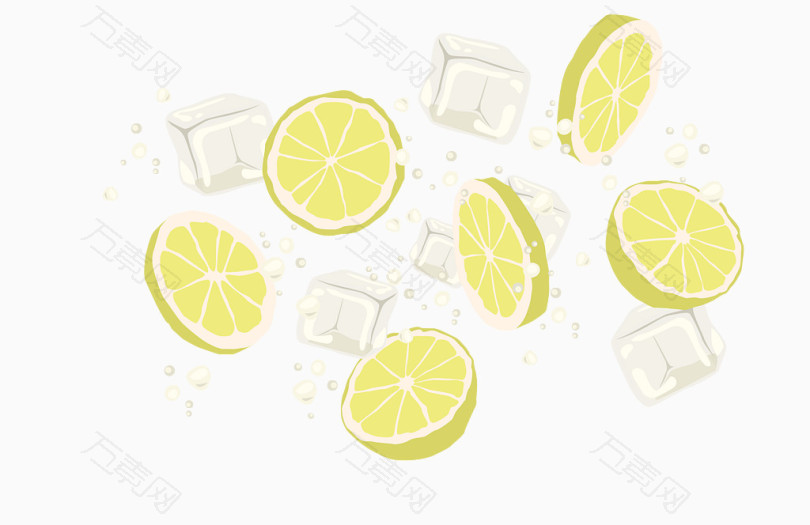 矢量黄色冰柠檬元素