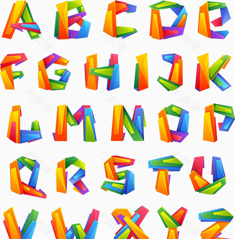 彩色折纸字母高清免扣素材