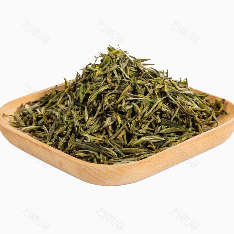 一盘绿茶叶