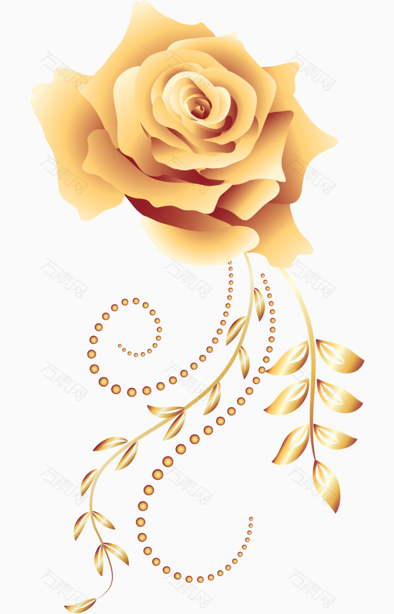 金色玫瑰装饰藤蔓