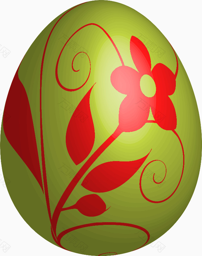 红丝花纹绿底彩蛋