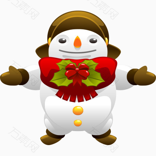 可爱的圣诞老人与雪人矢量素材