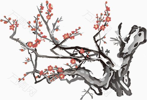 卡通手绘梅花树枝