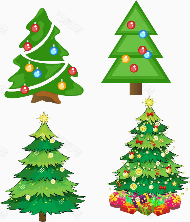 卡通绿色圣诞树素材
