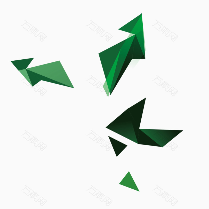 矢量绿色立体三角形现代装饰