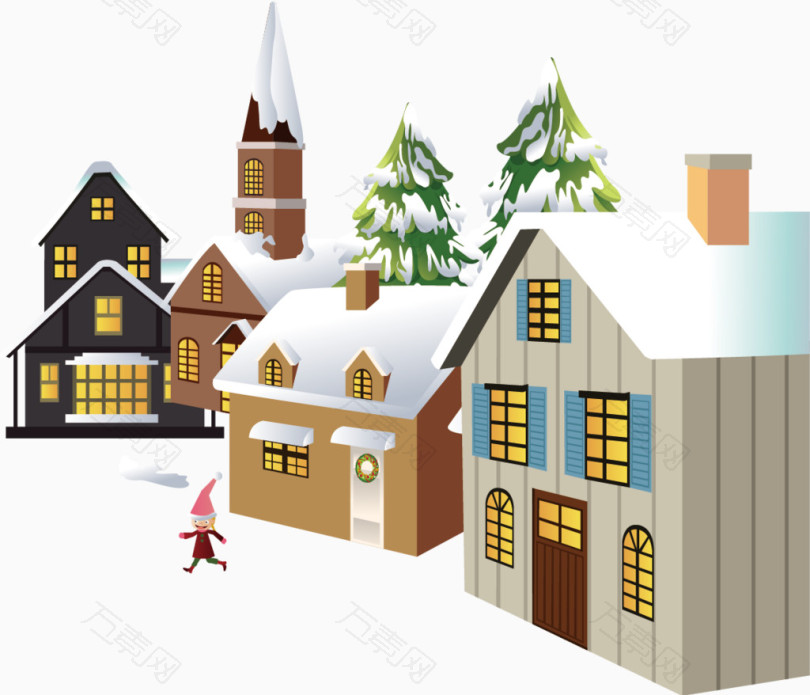 冬季雪地房屋冬季素材