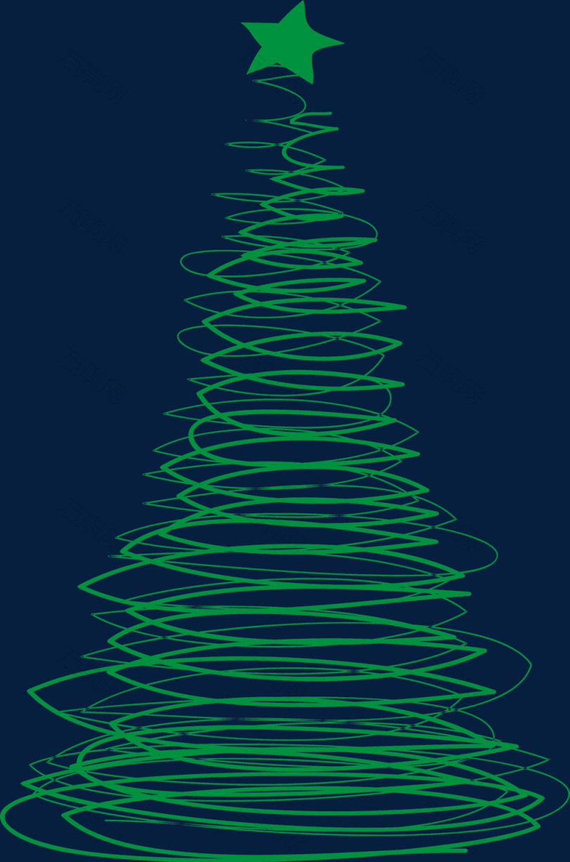 绿色线条星星圣诞树