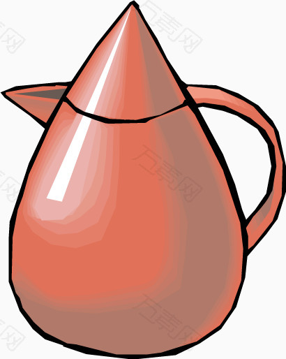 手绘水滴造型红色水壶矢量