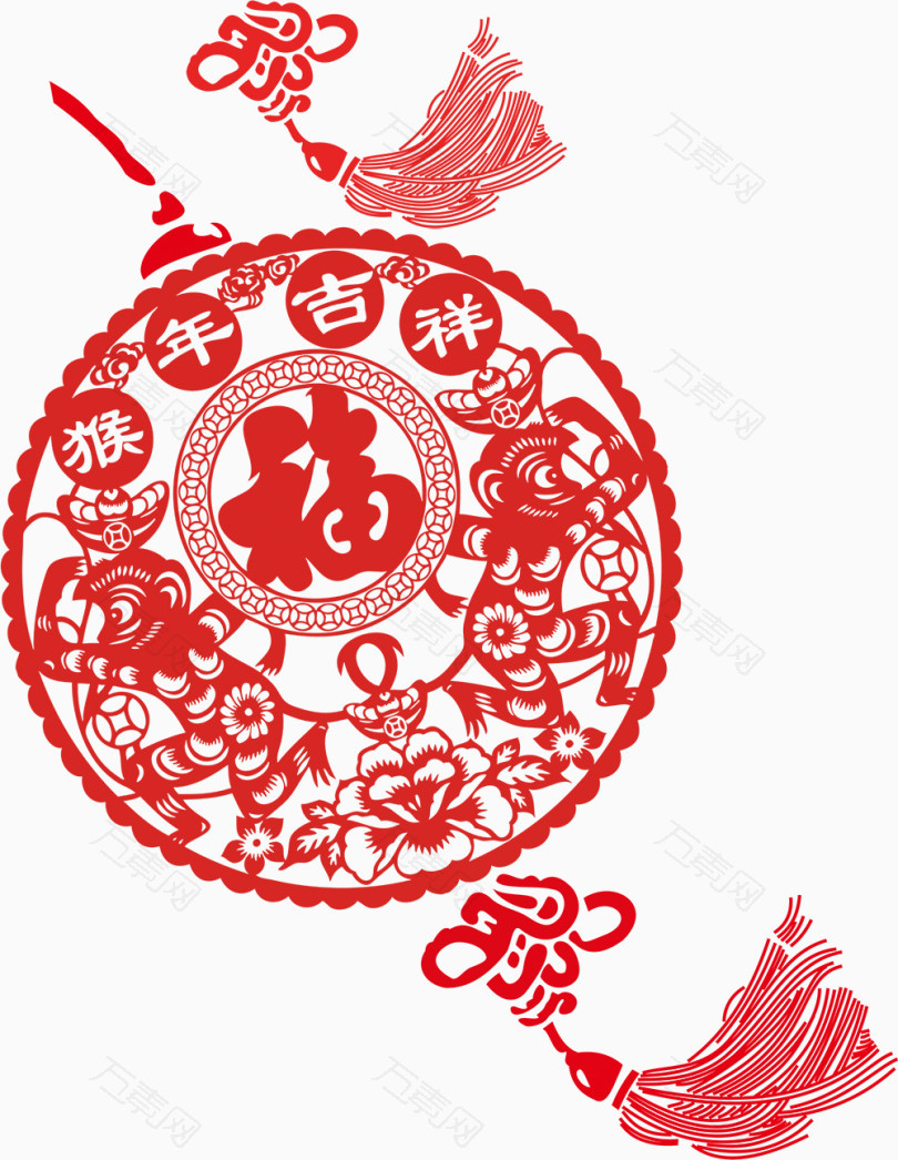 中国结福字漂浮唯美装饰