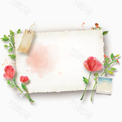 玫瑰花装饰的信笺