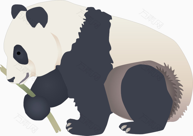 手绘可爱熊猫竹子图案