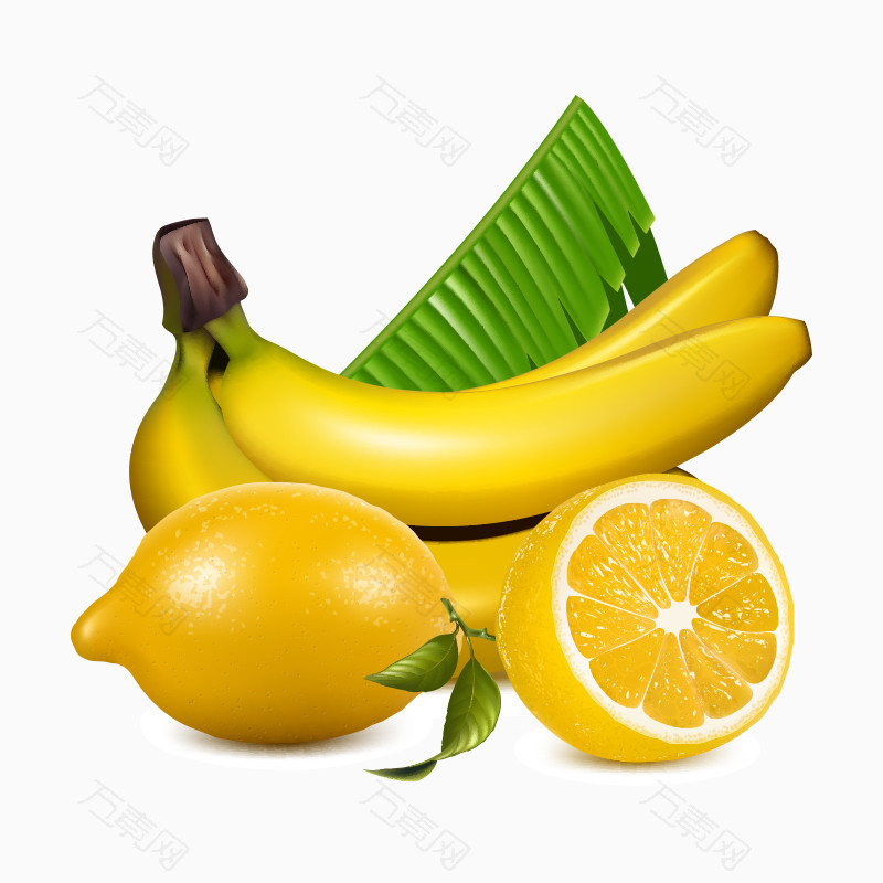 柠檬香蕉卡通高清素材