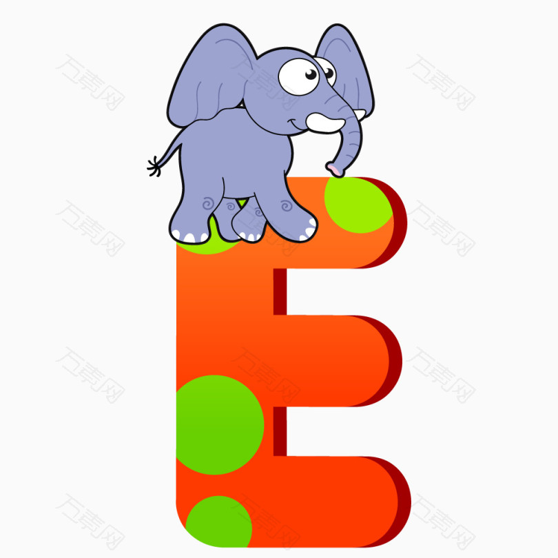 卡通动物字母E